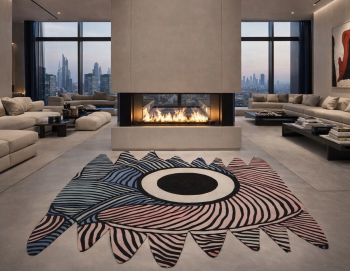 rug ideas with fireplace designs